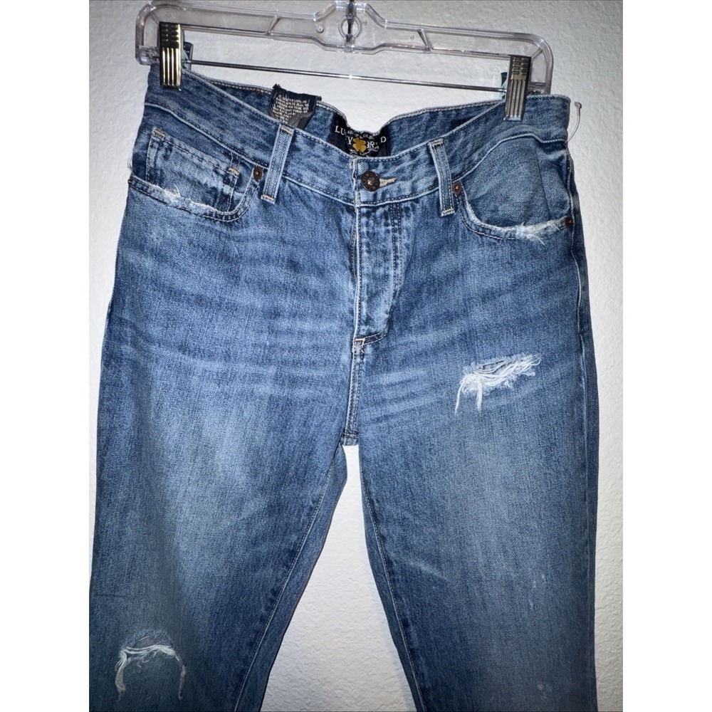 🍀 Lucky Brand Women's‎  Blue Jeans 4/27 Sienna Slim Boyfriend NWT Distressed